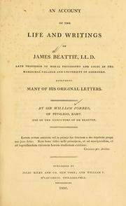 Cover of: An Account of the life and writings of James Beattie, including many of his original letters. by Forbes, William Sir