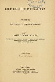 Cover of: The Reformed church in America: its origin, development and characteristics.
