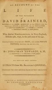 Cover of: An Account of the life of the Reverend David Brainerd by Jonathan Edwards