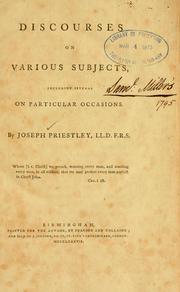 Cover of: Discourses on various subjects, including several on particular occasions