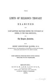 Cover of: The limits of religious thought