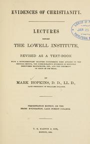 Cover of: Evidences of Christianity by Hopkins, Mark