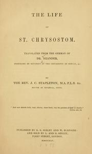 Cover of: The life of St. Chrysostom. by August Neander