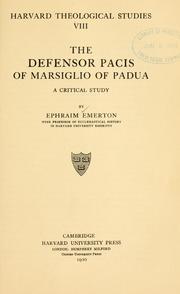 Cover of: The Defensor pacis of Marsiglio of Padua by Emerton, Ephraim