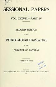 Cover of: ONTARIO SESSIONAL PAPERS. by Ontario. Legislative Assembly., Ontario. Legislative Assembly.