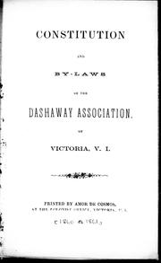 Cover of: Constitution and by-laws of the Dashaway Association of Victoria, V. I.