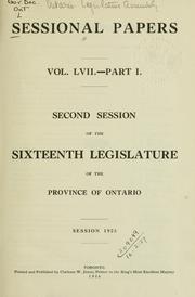 Cover of: ONTARIO SESSIONAL PAPERS. by Ontario. Legislative Assembly.