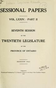 Cover of: Ontario Sessional Papers, Vol. LXXIV, Part II by Ontario. Legislative Assembly.