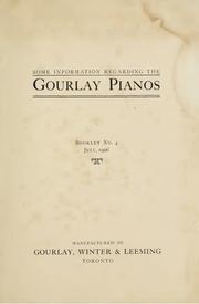 Cover of: Some information regarding the Gourlay pianos. by Gourlay, Winter & Leeming (Firm)