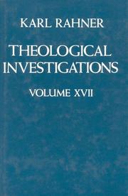 Cover of: Theological Investigations V17: Jesus, Man & the Church (Theological Investigations V 17 Clh)