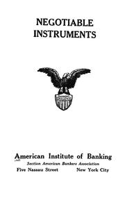 Cover of: Negotiable instruments. by American Institute of Banking.