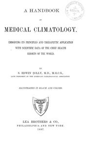 Cover of: A handbook of medical climatology by Samuel Edwin Solly