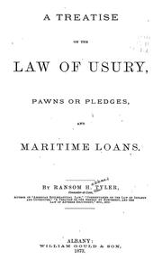 Cover of: A treatise on the law of usury, pawns or pledges, and maritime loans
