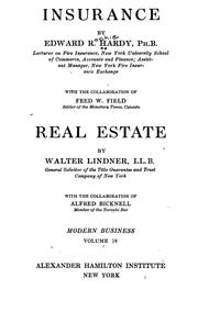 Cover of: Insurance by Edward R. Hardy