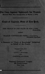 Cover of: people of the state of New York, repondent, against Charles Schweinler press, a corporation, defendant-appellant.: A summary of "facts of knowledge" submitted on behalf of the people.