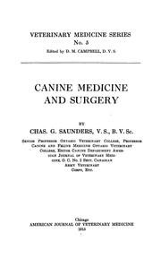 Cover of: ... Canine medicine and surgery by Charles G. Saunders