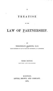 Cover of: A treatise on the law of partnership by Parsons, Theophilus