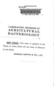 Cover of: Laboratory methods in agricultural bacteriology