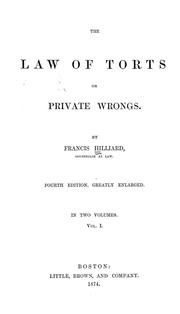 Cover of: The law of torts or private wrongs.