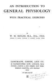Cover of: An introduction to general physiology, with practical exercises