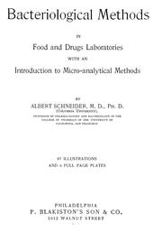 Cover of: Bacteriological methods in food and drug laboratories: with an introduction to micro-analytical methods