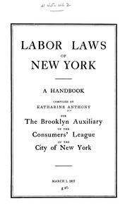 Cover of: Labor laws of New York by Katharine Susan Anthony