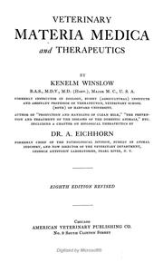 Cover of: Veterinary materia medica and therapeutics by Kenelm Winslow