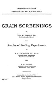 Cover of: Grain screenings by Canada. Dept. of Agriculture