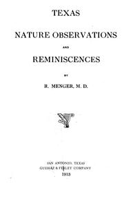 Texas nature observations and reminiscences