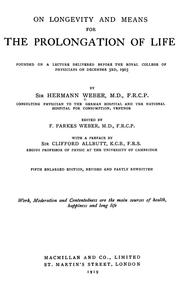 Cover of: On longevity and means for the prolongation of life by Hermann Weber