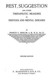 Cover of: Rest, suggestion, and other therapeutic measures in nervous and mental diseases