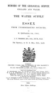 Cover of: The water supply of Essex, from underground sources