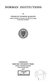 Cover of: Norman institutions by Charles Homer Haskins