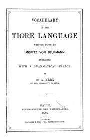 Cover of: Vocabulary of the Tigré language | Karl Moritz von Beurmann