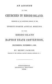 An account of the churches in Rhode-Island by Jackson, Henry