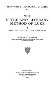 Cover of: The style and literary method of Luke