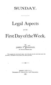 Cover of: Sunday.: Legal aspects of the first day of the week.