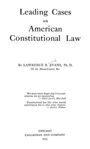 Cover of: Leading cases on American constitutional law