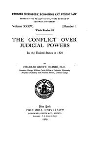 Cover of: The conflict over judicial powers in the United States to 1870