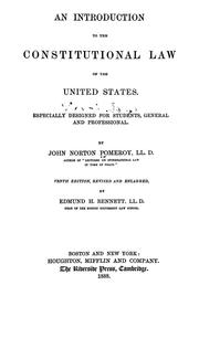 Cover of: An introduction to the constitutional law of the United States by Pomeroy, John Norton