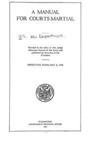 Cover of: A manual for courts-martial. by United States Department of War