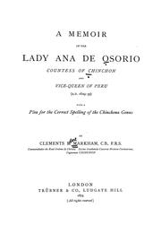 Cover of: A memoir of the Lady Ana de Osorio by Sir Clements R. Markham
