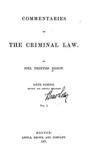 Cover of: Commentaries on the criminal law.