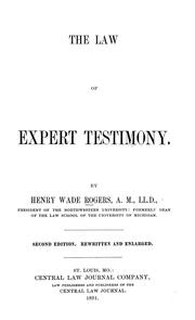 Cover of: The law of expert testimony