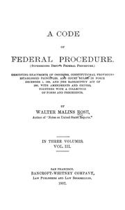 Cover of: code of federal procedure.: (Superseding Detsy's Federal procedure.)  Embodying enactments of Congress, constitutional provisions, established principles, and court rules, in force December 1, 1906, and the Bankruptcy act of 1898, with amendments and orders, together with a collection of forms and precedents.