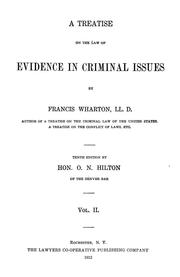 Cover of: A treatise on the law of evidence in criminal issues