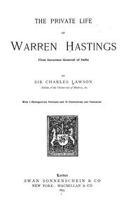 Cover of: The private life of Warren Hastings: first govenor-general of India