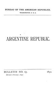 Cover of: Argentine republic [a handbook]