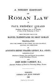 Cover of: A short history of Roman law by Paul Frédéric Girard