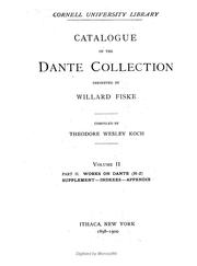 Cover of: Catalogue of the Dante collection presented by Willard Fiske.